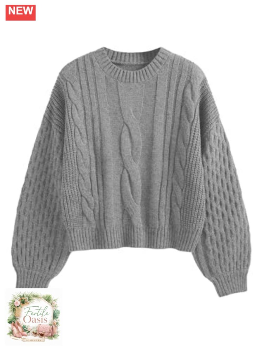 Womens Cable Knit Sweater Crewneck Long Sleeve Fall Outfit